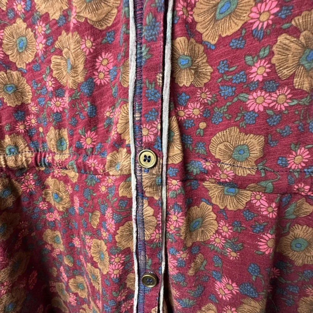 NWT Natural Life Floral Maxi Dress Women Large Burgundy Boho LHDRS002463